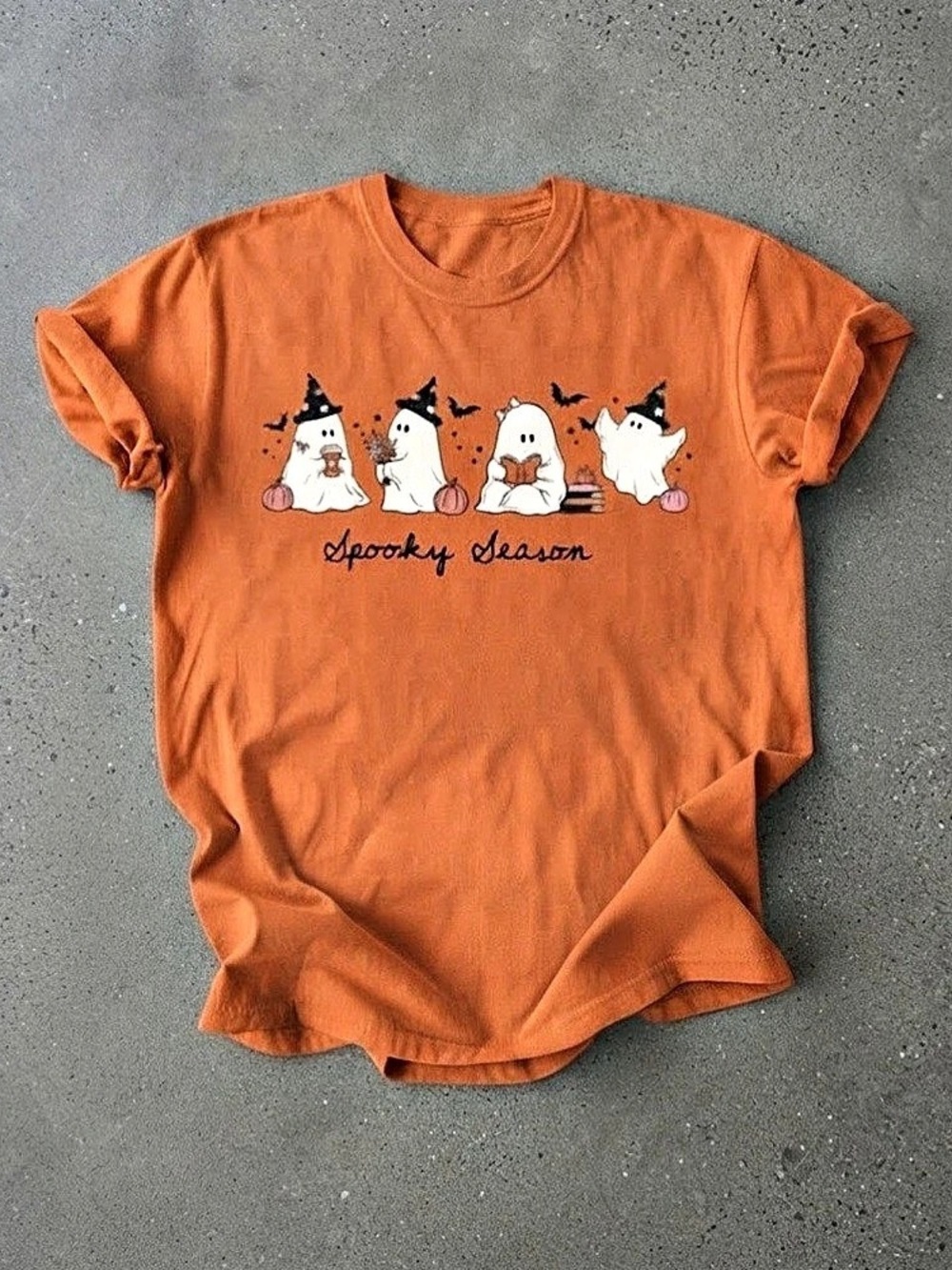Spooky Season Cute Ghost Halloween Orange Comfort Colors T-Shirt